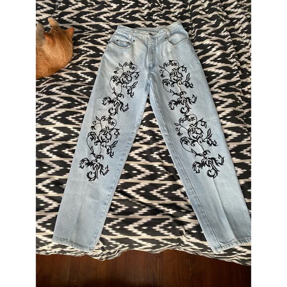 Vintage Embroidered D’Mode Classix Straight Leg High Rise Denim Jeans Size 11/12 - Picture 1 of 11